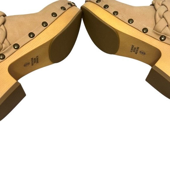 Soda Morel Womens Tan Beige Wood Chunky Heel Clogs Size 6 - Picture 6 of 6